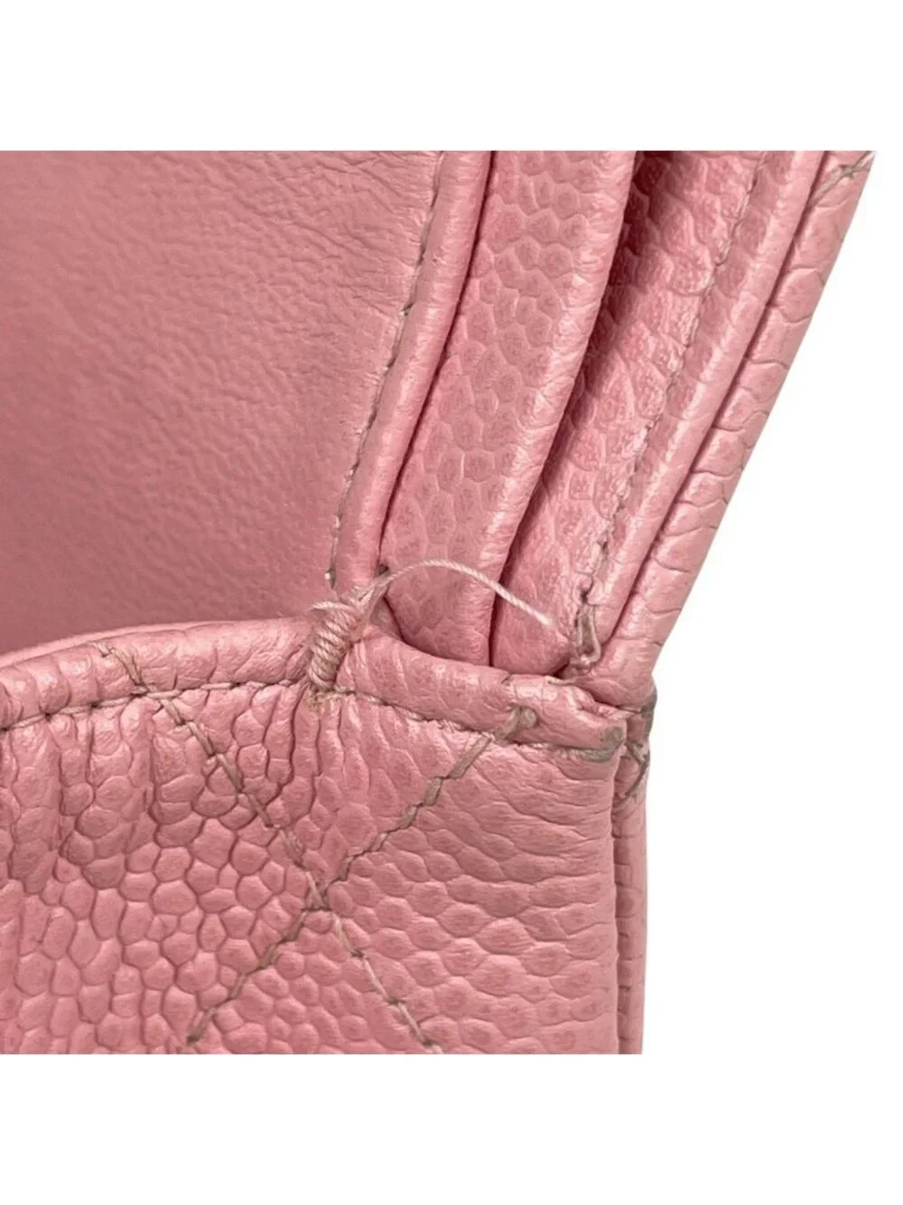Chanel Quilted Double Flap Chain Shoulder Bag CC Logo Caviar Leather Pink